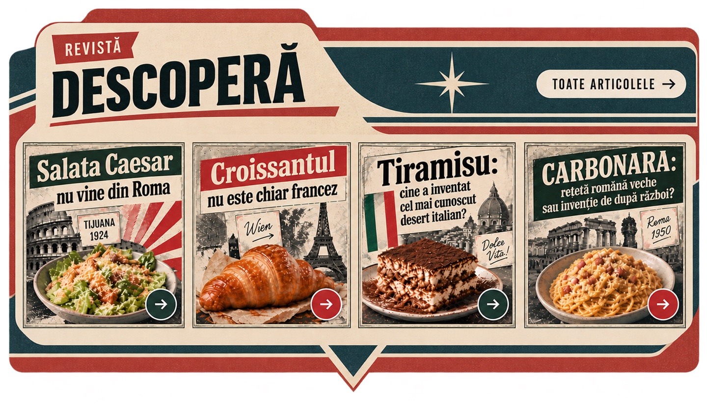Revistă Descoperă: Salata Caesar, croissantul, tiramisu și carbonara
