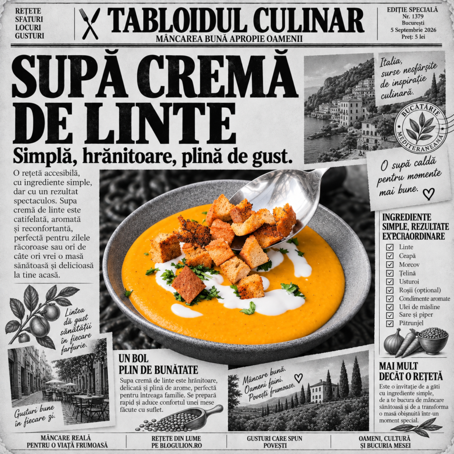 Supă cremă de linte roșie