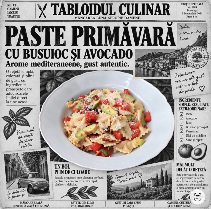 Paste cu avocado și busuioc