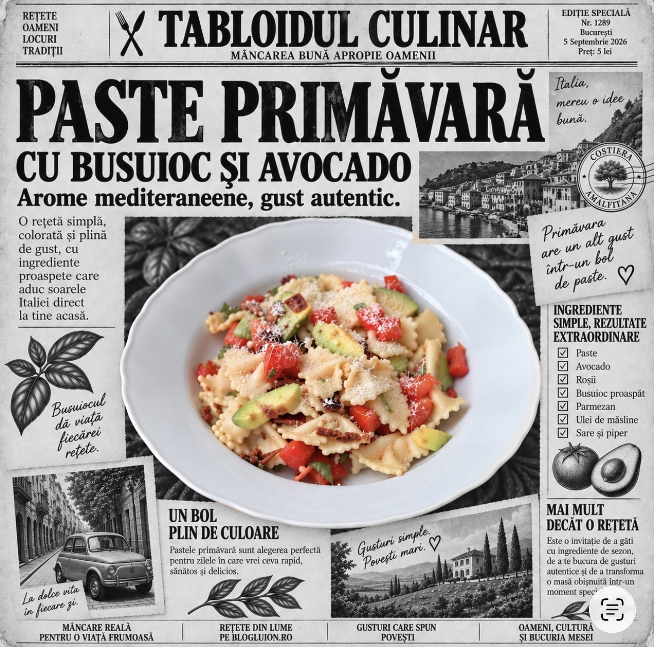 Paste cu avocado și busuioc